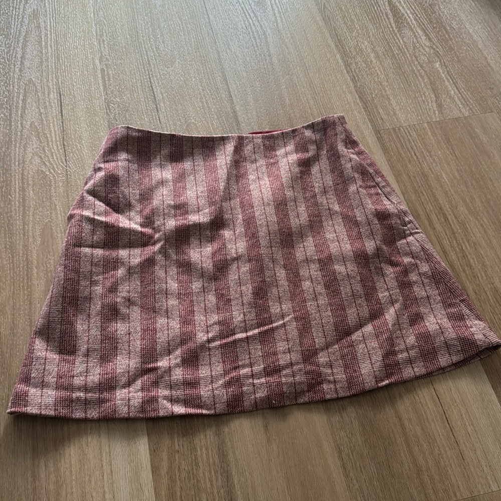 Aritzia plaid skirt red